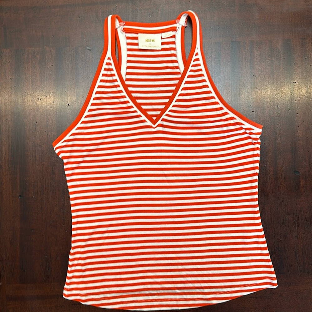 MAEVE by Anthropologie orange striped top Size M NWOT